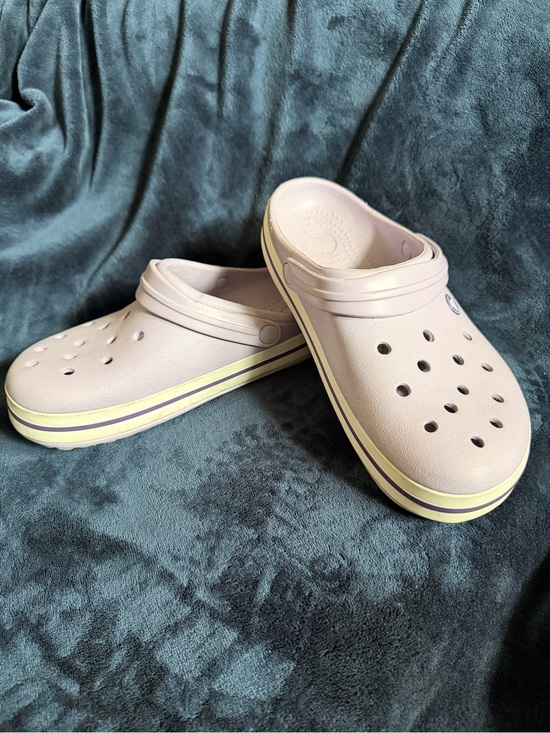 CROCS Shoes - CROCS Women's Light Pink Slip-On Clogs with Yellow Trim
